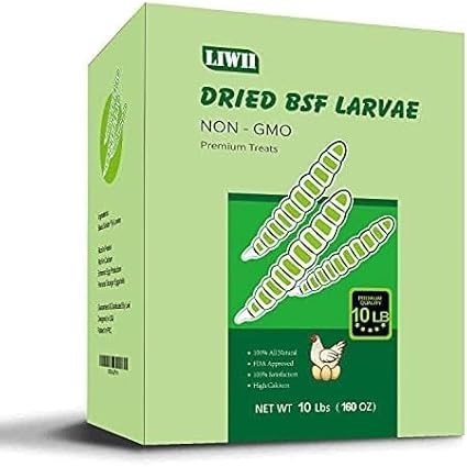 10LB Dried Black Soldier Fly Larvae, 86X Calcium Than Dried Mealworms, High Protein Non-GMO Organic Chicken Feed