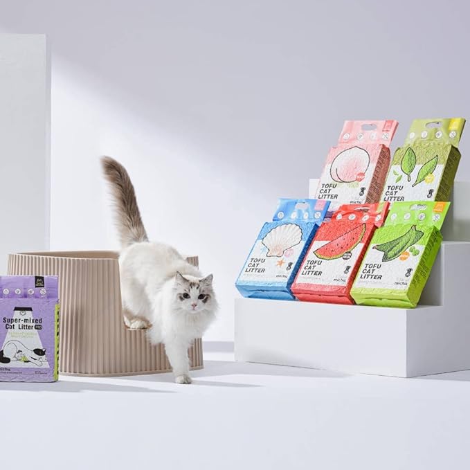 Tofu Cat Litter Natural Clumping Tofu Cat Litter 5.5lb/88oz 5 Scents (Peach + Wonder Litter, 2 Pack)