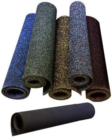 American Floor Mats 1/4in (7mm) Thick 10% Blue/Grey 4' x 7' Heavy Duty Rubber Rolls, Protective Exercise Mats, Home Gym Rubber Flooring