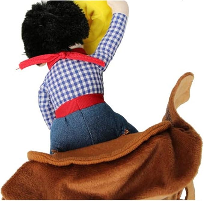 Deluxe Cowboy Rider Pet Costume - Funny Dog Halloween Outfit with Doll and Hat, Adjustable Knight Style Costume for Labs, German Shepherds, and Golden Retrievers, and More (M)