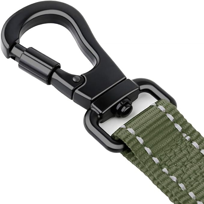 PLUTUS PET Short Dog Leash, Reflective Nylon Padded Handle, Strong Traffic Leash with Carabiner Clip, Perfect for Large or Medium Dogs (10”,Ranger Green)