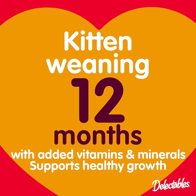 Hartz Delectables Bisque for Kittens, Complete & Balanced Tuna & Salmon Cat Wet Lickable Treats, 12 Count