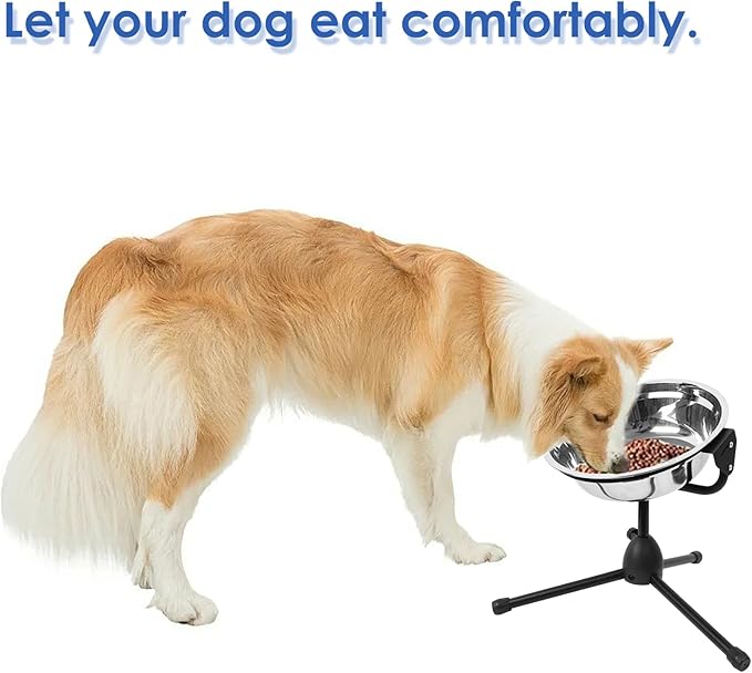 2 Pack Elevated Dog Bowls with Adjustable Metal Stand,Large Size for Dogs Between 60 and 100 lbs, 0.8 Gal 3 Liter,Stainless Steel Dog Food Water Bowl,Height Adjustable Non-Slip Raised Dog Bowl Set