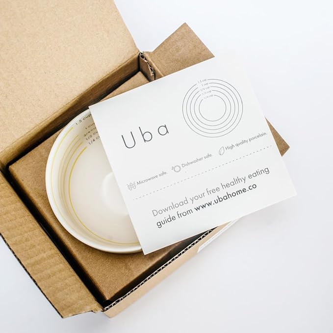 Uba Portion Control Bowl (Porcelain) for Measuring, Bariatric Diet, Diabetes (4 Pack)