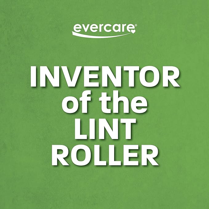 Evercare Giant Extreme Stick Lint Roller Brushes with 60 Easy-Peel Sheets, Pack of 5 Refillable Lint Rollers for Hair and Debris (300 Sheets Total)