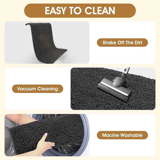 IM HOME 36" x 24" Dark Grey Dog Door Mats for Muddy Paws, Chenille Absorbent Dog Mat, Non Slip Heavy Mud Mat for Dogs, Soft Pet Bed Mat for Entryway, Mud Paws, Inside Floor