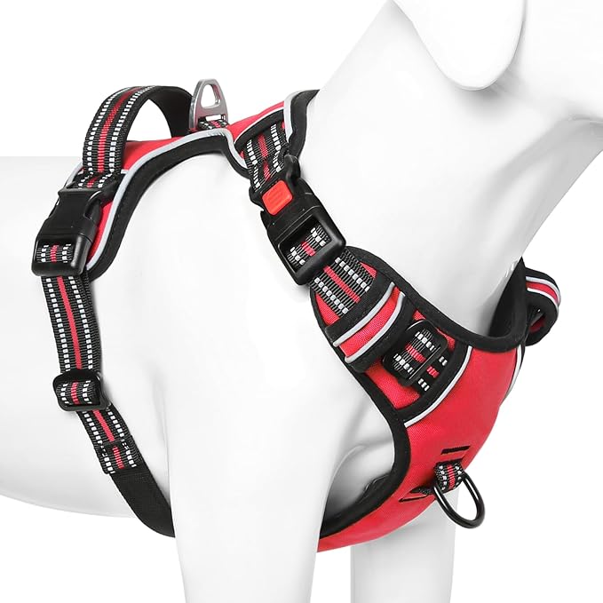 Timos Dog Harness,NO Need Go Over Dogs Head 3 Snap Buckles Pet Harness with 2 Leash Clips,Adjustable Soft Padded No-Pull,Reflective No-ChokeOxford Vest for Small Medium Large Dogs,X-Large (Pack of 1)