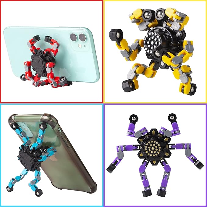 Transformable Fidget Spinners 3 Pcs for Kids and Adults Stress Relief Sensory Toys for Boys and Girls Fingertip Gyros for Party Favors Goodie Bag Stuffers for Kids