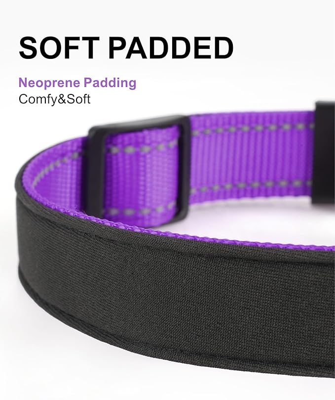 TagME Airtag Dog Collar,Waterproof Reflective Pet Collar with Airtag Holder,Soft Padded and Double D-Rings for Extra Large Dogs,Purple