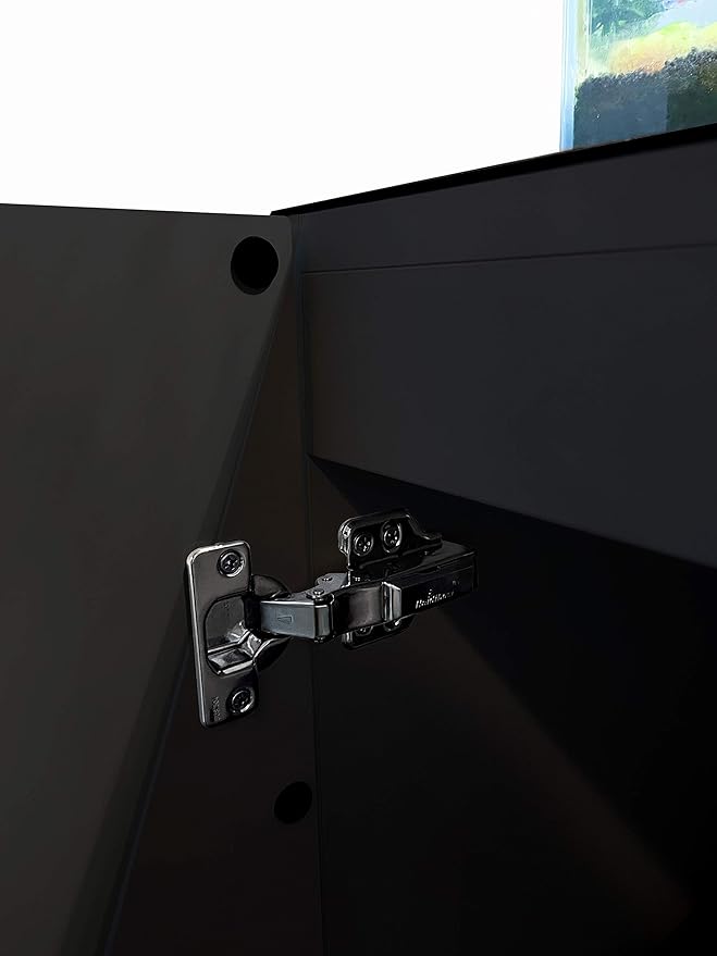 LANDEN Aquarium Wooden Stand and Cabinet Fish Reptile Sea Salt WaterTank Stand, Nano Foam Leveling Mat Included, W23.6xD11.8xH31.49in, Matte Black Painted (Stand Only)