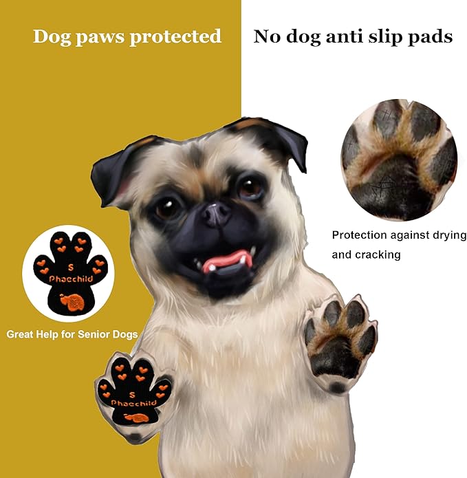 Dog Paw Pads Anti-Slip Grips,Dog Paw Protectors for Senior Dogs on Hot Pavement,Provides Traction to Keep Them from Slipping on Smooth Floors 20 sets-80 Pads Black M