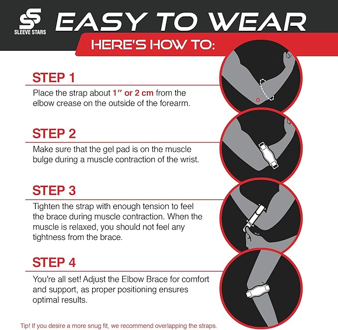 Sleeve Stars Tennis Elbow Brace for Women - Adjustable Tennis Elbow Strap, Golfers Elbow Brace for Men, Counterforce Brace for Tennis Elbow for Tendonitis Relief, Fits 9"-23" (Pair/Light Purple)