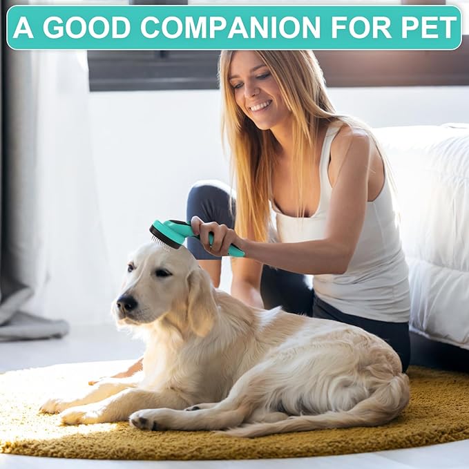 Dogs Self Cleaning Slicker Brush for Shedding & Grooming Short Long Haired Pets, Removes Loose Fur, Undercoat, Mats, Tangled for Large Medium Small Sensitive Skin of Cats. Easy to Cleaning