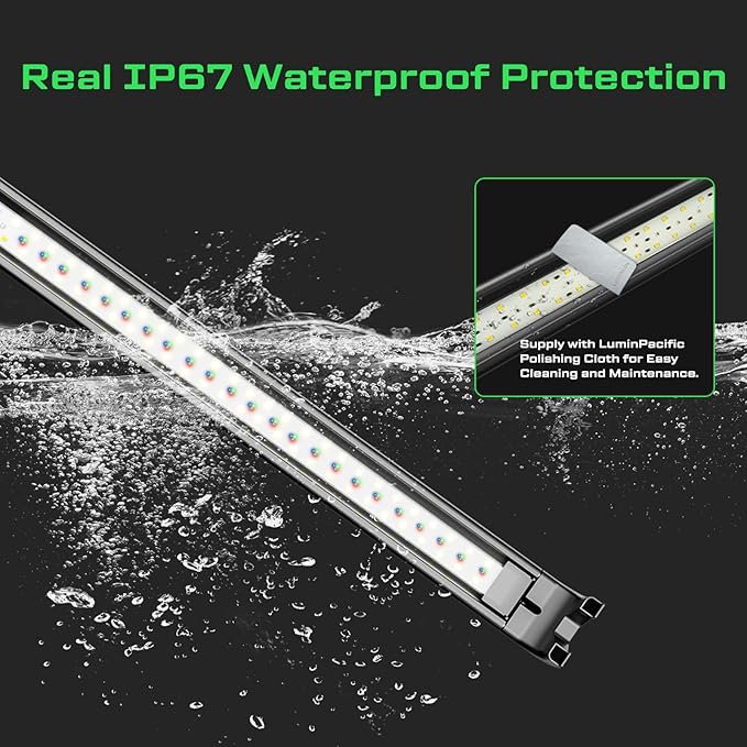 LED Aquarium Light with Remote, IP67 Waterproof Freshwater Planted Grow Light, Full Spectrum Fish Tank Light with Timer, Dimmable RGB+W, Upgrade Appearance, High Performance (24-29inch)