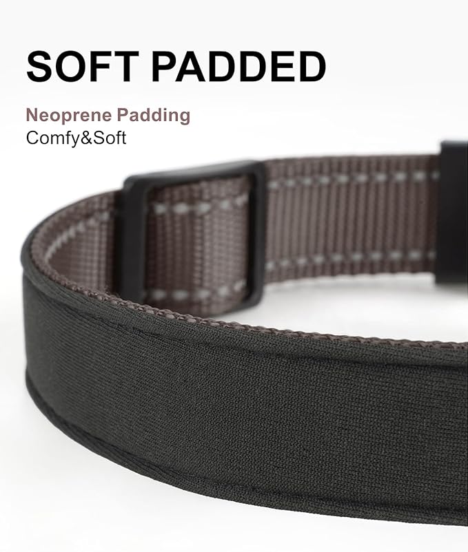 TagME Airtag Dog Collar,Waterproof Reflective Pet Collar with Airtag Holder,Soft Padded and Double D-Rings for Medium Dogs,Brown