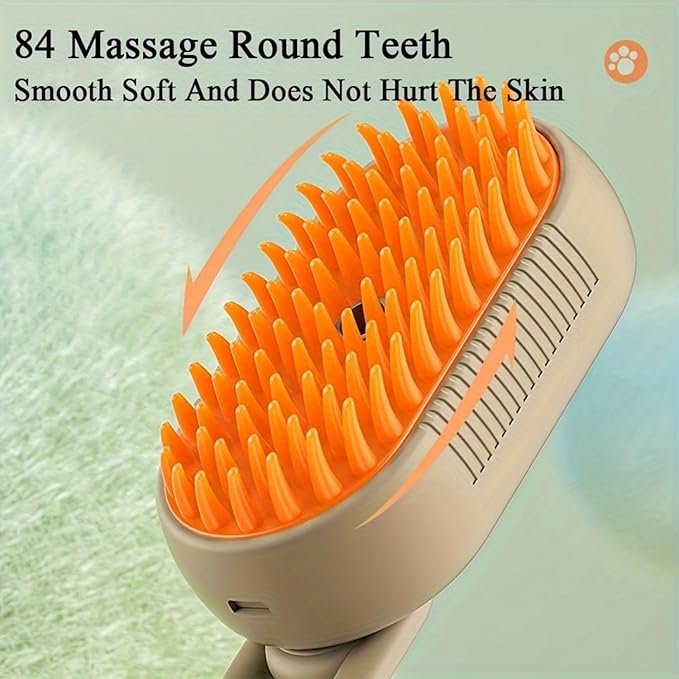 4 in 1 Pet Steam Brush, Cat Steam Brush, Quick & Easy Pet Hair Remover, Massaging & Deshedding - Anti-Static, Moisturizing, USB Rechargeable for Dogs & Cats (White)