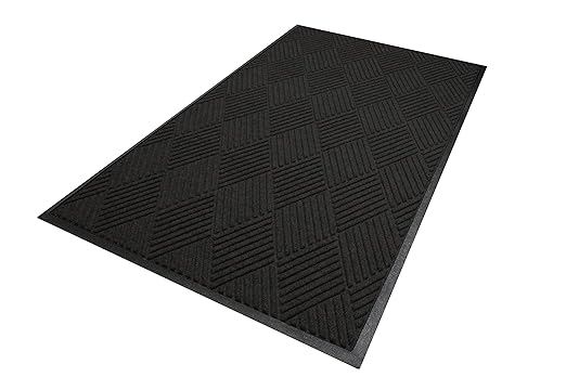 M+A Matting WaterHog Diamond | Commercial-Grade Entrance Mat with Rubber Border – Indoor/Outdoor, Quick Drying, Stain Resistant Door Mat (Charcoal, 6' x 8')