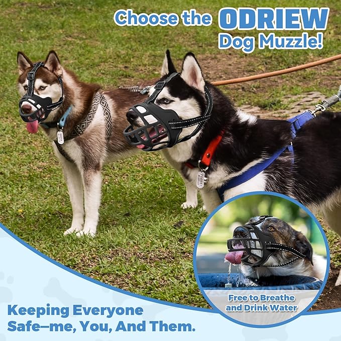 Dog Muzzle for Large Dogs, Breathable Basket Muzzles for Small, Medium and X-Large Aggressive Dog, Allows Panting Drinking, Suitable for Grooming Trimming Training (Black, 5)