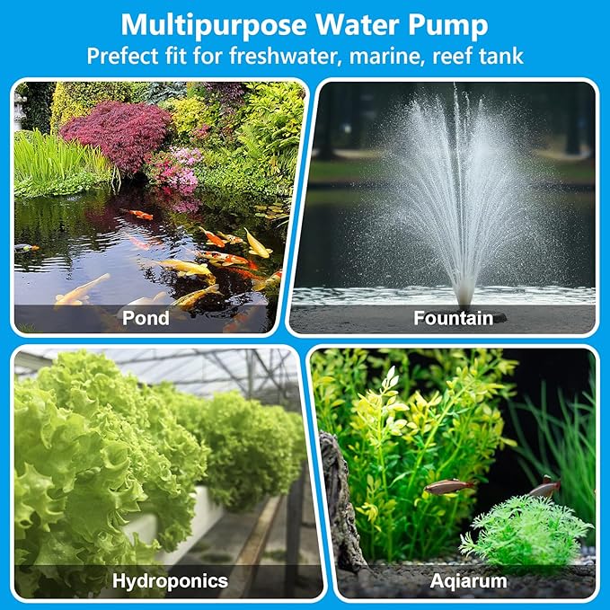 hygger 24V DC Aquarium Water Pump, 660GPH 30W 9.8FT Submersible Pump With Controller, Water Fountain Pump with 3 Nozzles for Fish Tank, Pond, Aquarium, Statuary, Hydroponics
