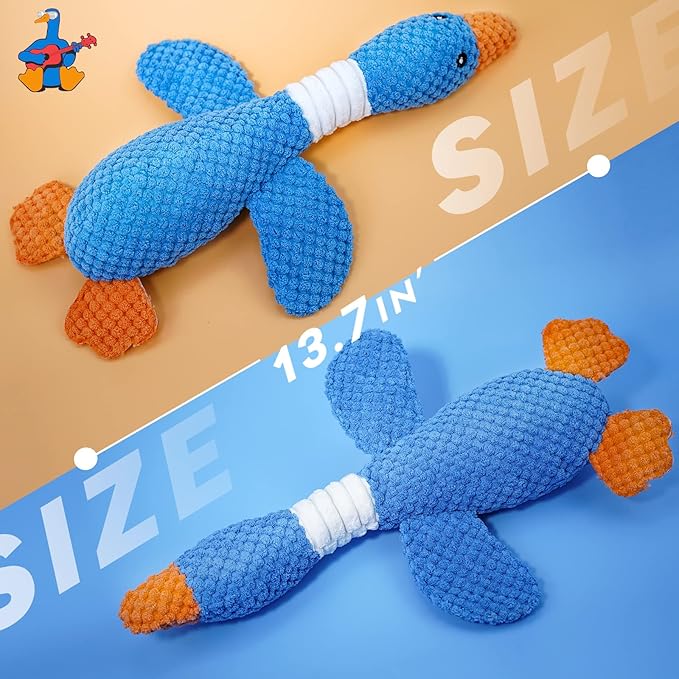 Vitscan 2 Pack Goose Tough Dog Toys for Aggressive Chewers, Durable Squeaky Dog Chew Toys for Small Medium Large Dogs, Plush Interactive Indestructible Dog Toys to Keep Them Busy, Duck Puppy Pet Toy