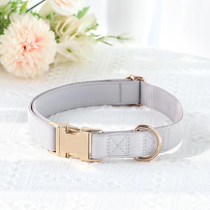PET ARTIST Soft PU Leather Dog Collar for Small Dogs, Bright & Classic Nylon Padded Durable Dog Collar Leather with Quick Release Metal Buckle Adjustable for Male Dogs, Neck Fit 9-14"