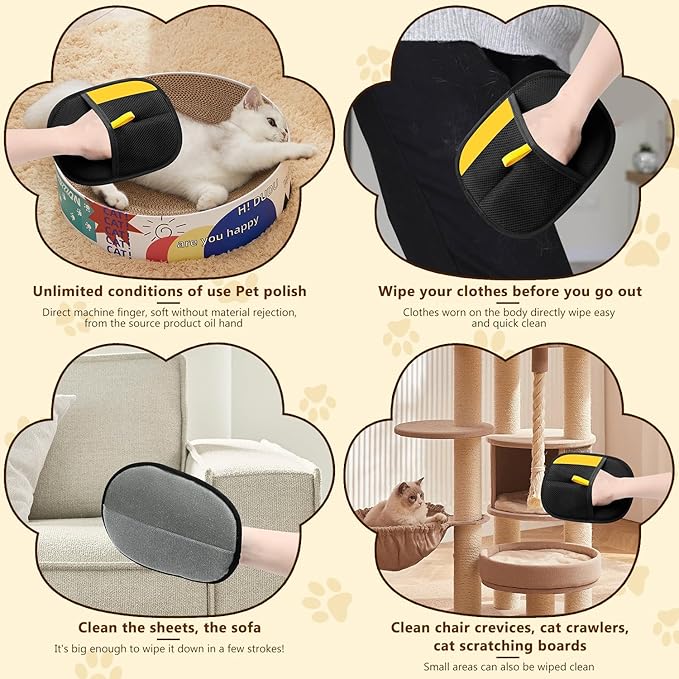Pet Hair Removal Gloves,Electrostatic Gloves Pet Hair, Efficient Grooming Glove for Cats Dogs, Reusable Pet Hair Removal Tool for Couch, Furniture, Carpet, Curtain (2PCS)