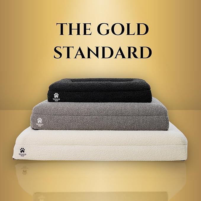 Luxury Boucle Fabric Orthopedic Dog Bed with Memory Foam | Breathable Comfort and Washable Dog Couch Bed with Waterproof Liner & Cover | Sofa Beds for Medium Dogs - Bone 37"x30"x7.7"