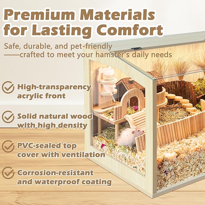 Prolee Hamster Cage Chew Proof, Guinea Pig Cages, Mice and Rat Habitat Openable Top, Hamster Habitat Solid Built