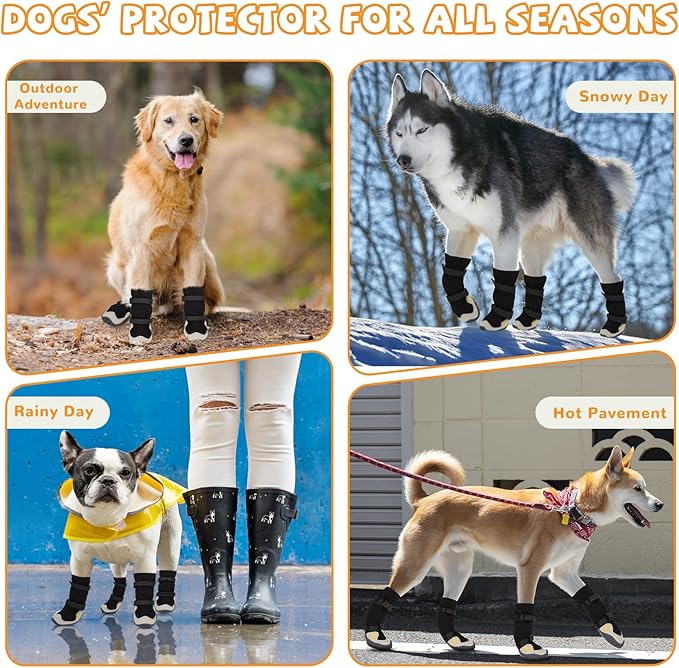 Dog Shoes for Large Small Medium Dogs, Dog Snow Boots Winter, Dog Booties and Paw Protectors to Prevent Licking, Anti-Slip Dog Shoes with Reflective for Hot Pavement,Hardwood Floors, Hiking (Size 5)