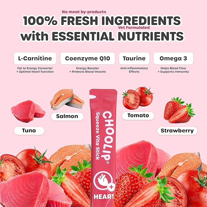 Grab & Go Squeeze Vita Stick Lickable Treats for Dogs & Cats. 49 Heart Support Sticks with Essential multivitamins. Soft and Tasty Paste for All Life Stages, Supporting Heart Health