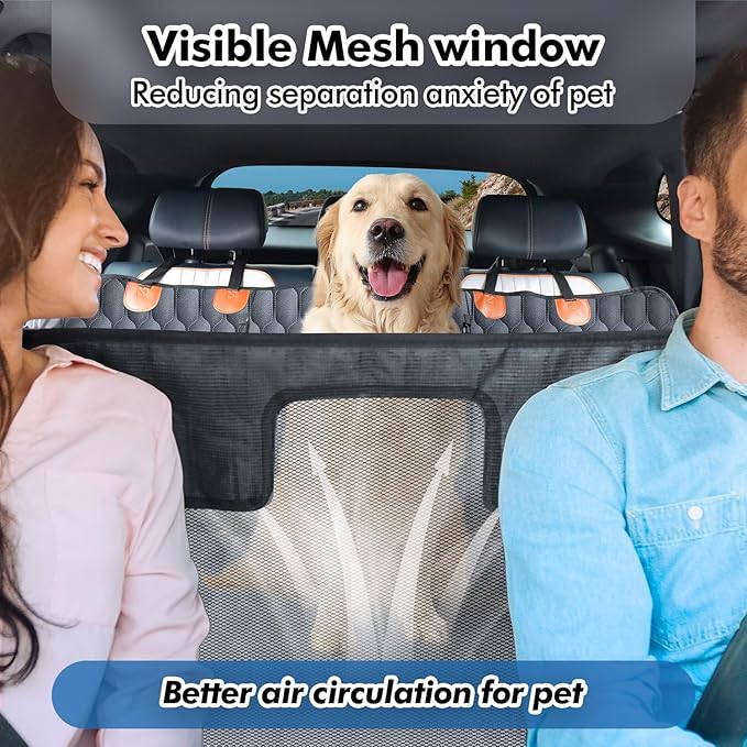 3-in-1 Convertible PU Leather Dog Car Seat Extender & Booster Seat – 400lb Capacity, Waterproof, Hard Bottom, Scratch-Proof Hammock for Cars & SUVs-L