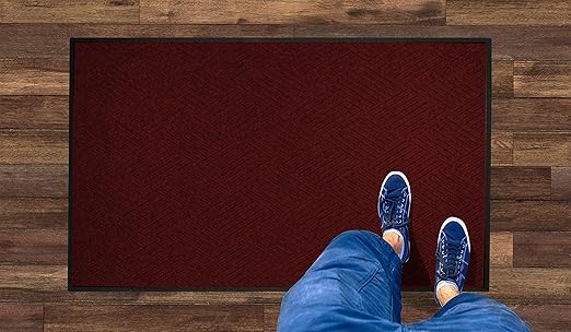 WaterHog Diamond | Commercial-Grade Entrance Mat with Rubber Border – Indoor/Outdoor, Quick Drying, Stain Resistant Door Mat (Red/Black, 4' x 6')