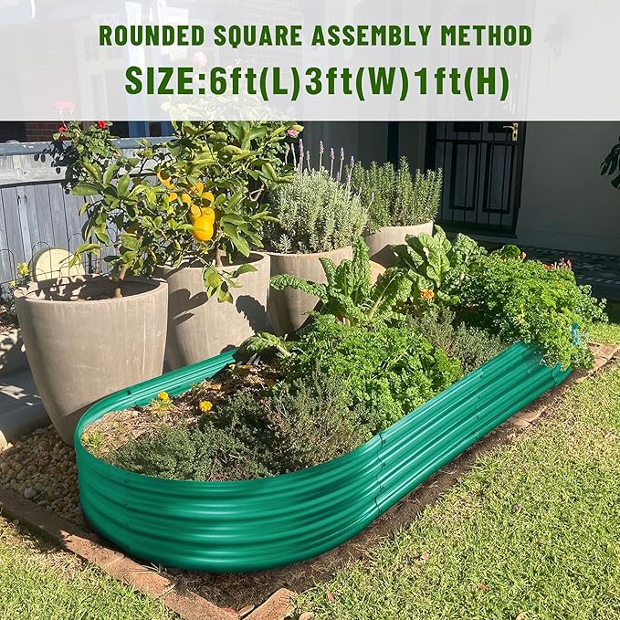 Land Guard Green Raised Bed, 6×3 ft Elevated Planter Box, Raised Beds for Gardening Vegetables(Green)…