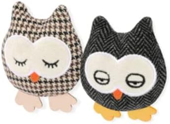 P.L.A.Y. Cute Cat Toys - Feline Frenzy Animal Critter Themed Catnip Filled Toy, Great for Adult Cats and Kittens - Machine Washable, Recycled Materials, Crinkles, Rattle (Hooti-Ful Owl, Set of 2)