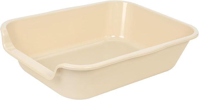 1 Pack of Extra Large Cat Litter Box (ABS Material), Low Entry Senior Litter Pen for Geriatric Kitty Big Cats, Jumbo Pet Safe Litter Boxes Tray for Pets Potty (Beach Sand, 20" L x 15.5" W)