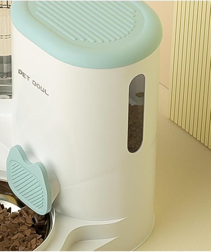 Automatic Cat Feeder & Water Dispenser - Dual Container for Dry/Wet Food, Two-in-One Upgraded Gravity Feeder and Water Dispenser Combo Set for Cats and Dogs.(Yellow)