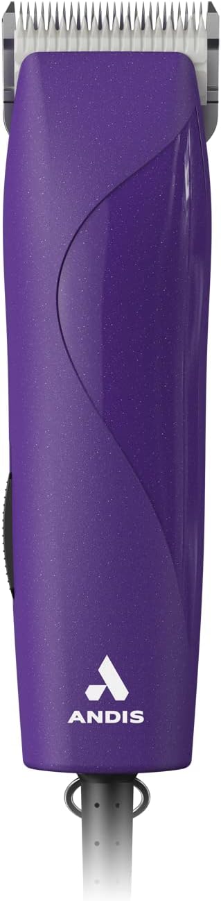 Andis 24820 EasyClip Professional-Animal 7-Piece Detachable Ceramic Blade Clipper Kit, Frustration Free Packaging, Corded Electric, Purple