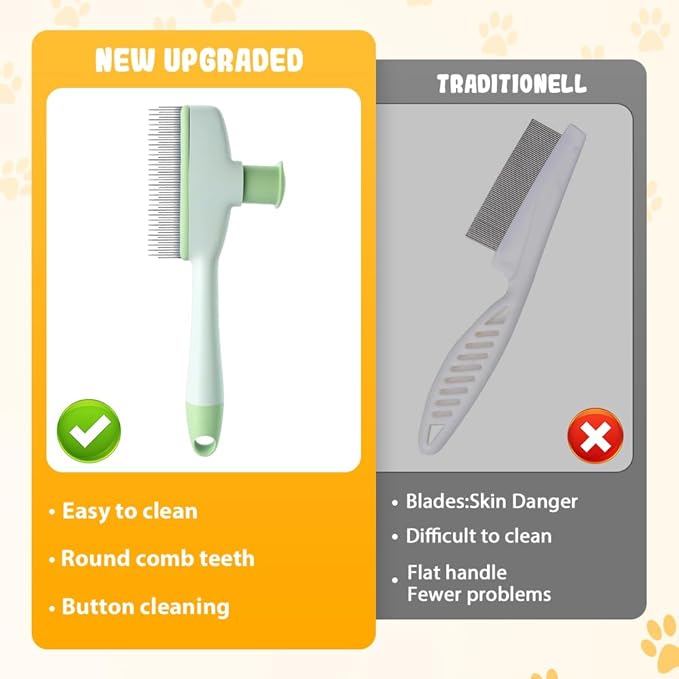 Pet Hair Removal Comb, 2025 New Flea Comb, Multifunctional Grooming Brush for Home Use, Portable Shedding Brush for Pet Owners (Blue+Yellow)