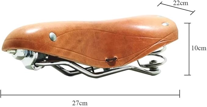 UNISTRENGH English Vintage Bicycle Saddle Touring City Saddle Comfortable Comfort Leather Bicycle Seat with Spring Rivets for Women Men