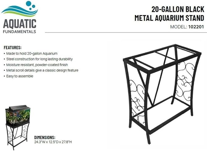 Contemporary 20 Gallon Metal Aquarium Stand in Black