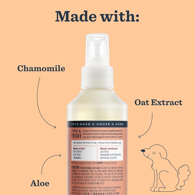 MRS. MEYER'S Clean Day Dog Deodorizing Spray, White Peach Scent, 8oz