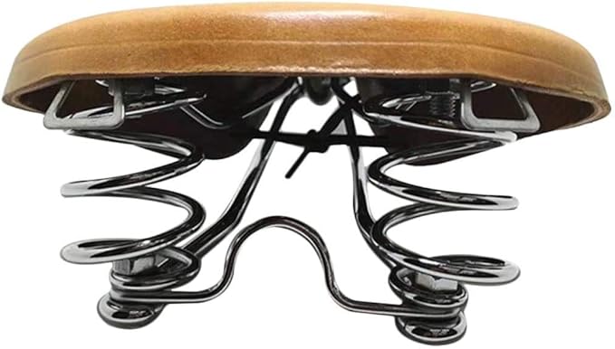 UNISTRENGH English Vintage Bicycle Saddle Touring City Saddle Comfortable Comfort Leather Bicycle Seat with Spring Rivets for Women Men