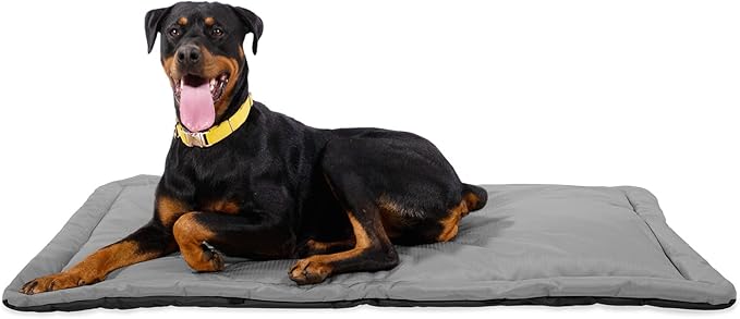 K9 Ballistics Tough Ripstop Dog Crate Pad - Durable & Machine Washable with Non-Skid Bottom and 120-Day Warranty, Fits 48" Wire Crates - X-Large, Light Gray Velvet