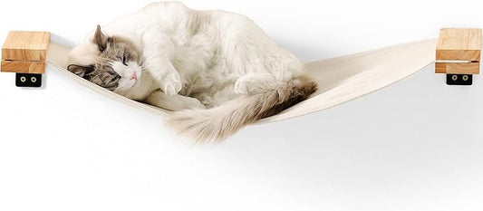 FUKUMARU Cat Wall Furniture, 34 x 13 inch Cats Hammock Shelves, Rubberwood Kitten Window Perch, Easy DIY Installation
