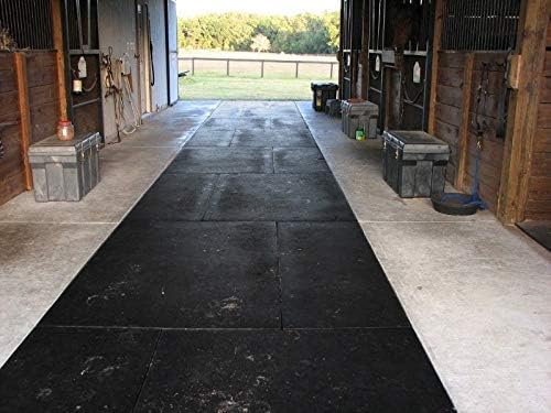 American Floor Mats - Heavy Duty Stall Tiles - Stable/Horse Tiles - Thick, Durable Rubber Flooring Solid Black 12' x 20' Set 3/8" Thick (60 Tiles Total)