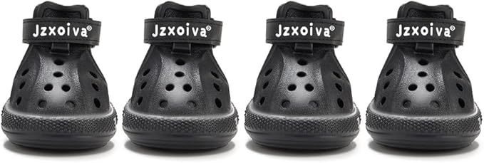 JZXOIVA Dog Shoes for Hot Pavement, Dog Booties for Large Dogs, Breathable Dog Boots & Paw Protectors, Adjustable Non-Slip Dog Rain Booties, Waterproof Pets Sandals for Beach Black Size 9