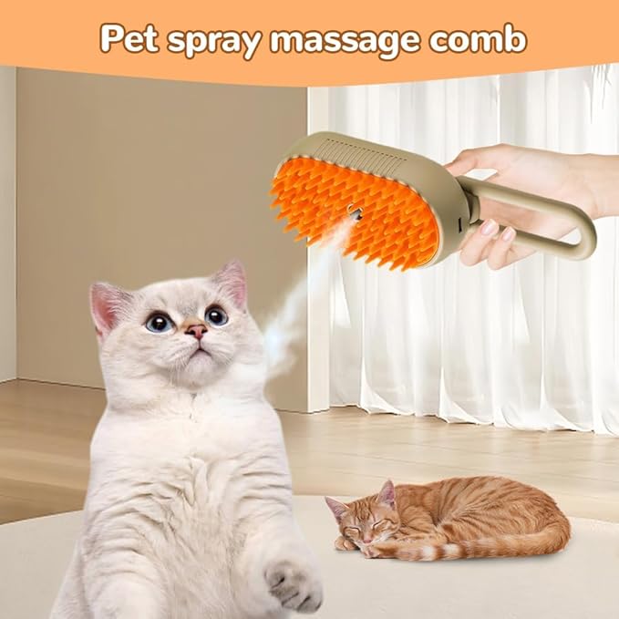 Cat Steam Brush 2025 New Pet Steam Groomer Comb, Painless Grooming Massage, 3 In 1 Water Brush for Cats Dogs (Purple)