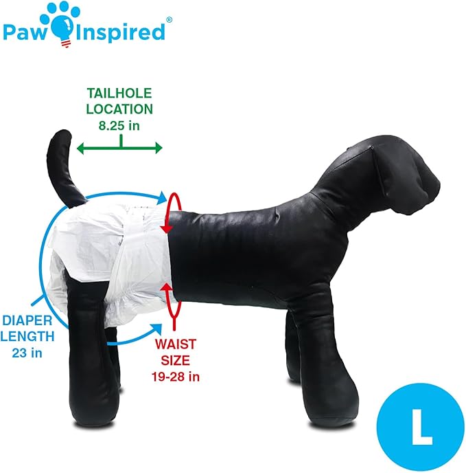 Paw Inspired Disposable Dog Diapers | Female Dog Diapers Ultra Protection | Diapers for Dogs in Heat, Excitable Urination, or Incontinence (12&144 Count) (Large (144 Count))