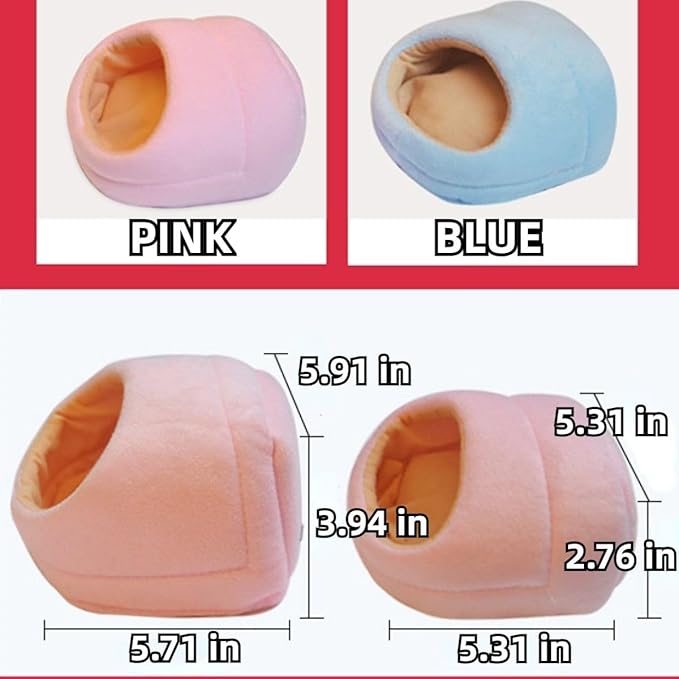 Rat Hamster House Bed Winter Warm Small Pet Squirrel Hedgehog Chinchilla Rabbit Guinea Pig Bed House Cage Nest Hamster Accessories (Pink,Large)