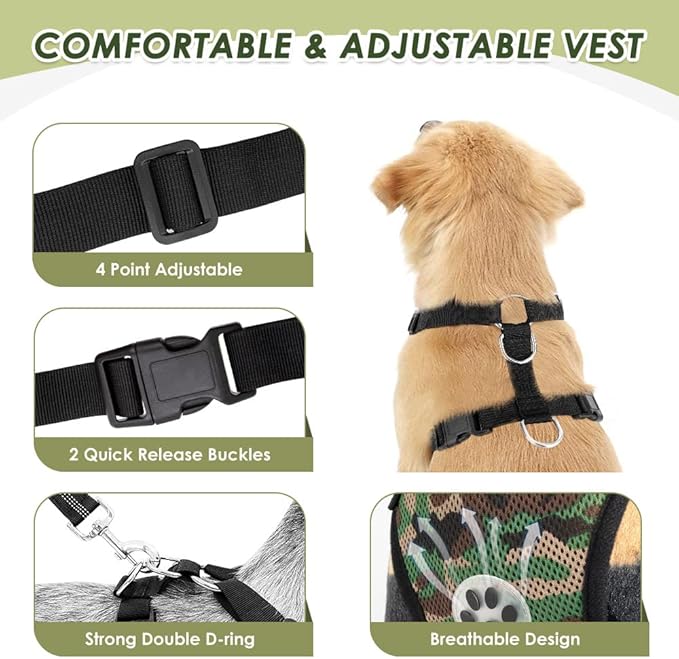 Lukovee Dog Seat Belt for Car, Adjustable Dog Car Harness for Large Medium Small Dogs, Soft Padded & Breathable Mesh Dog Seatbelt with Car Strap and Carabiner(Lime Green Double Clip,Large)